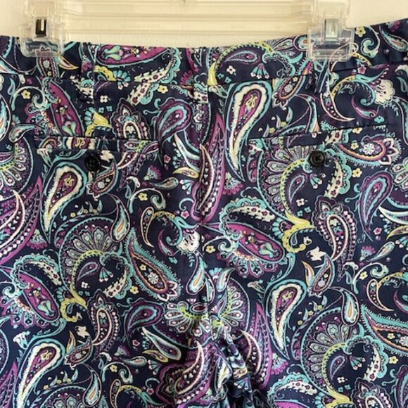 LANDS' END Colorful Paisley Cotton Flat Front Fit 2 Bermuda Shorts - Picture 3 of 14